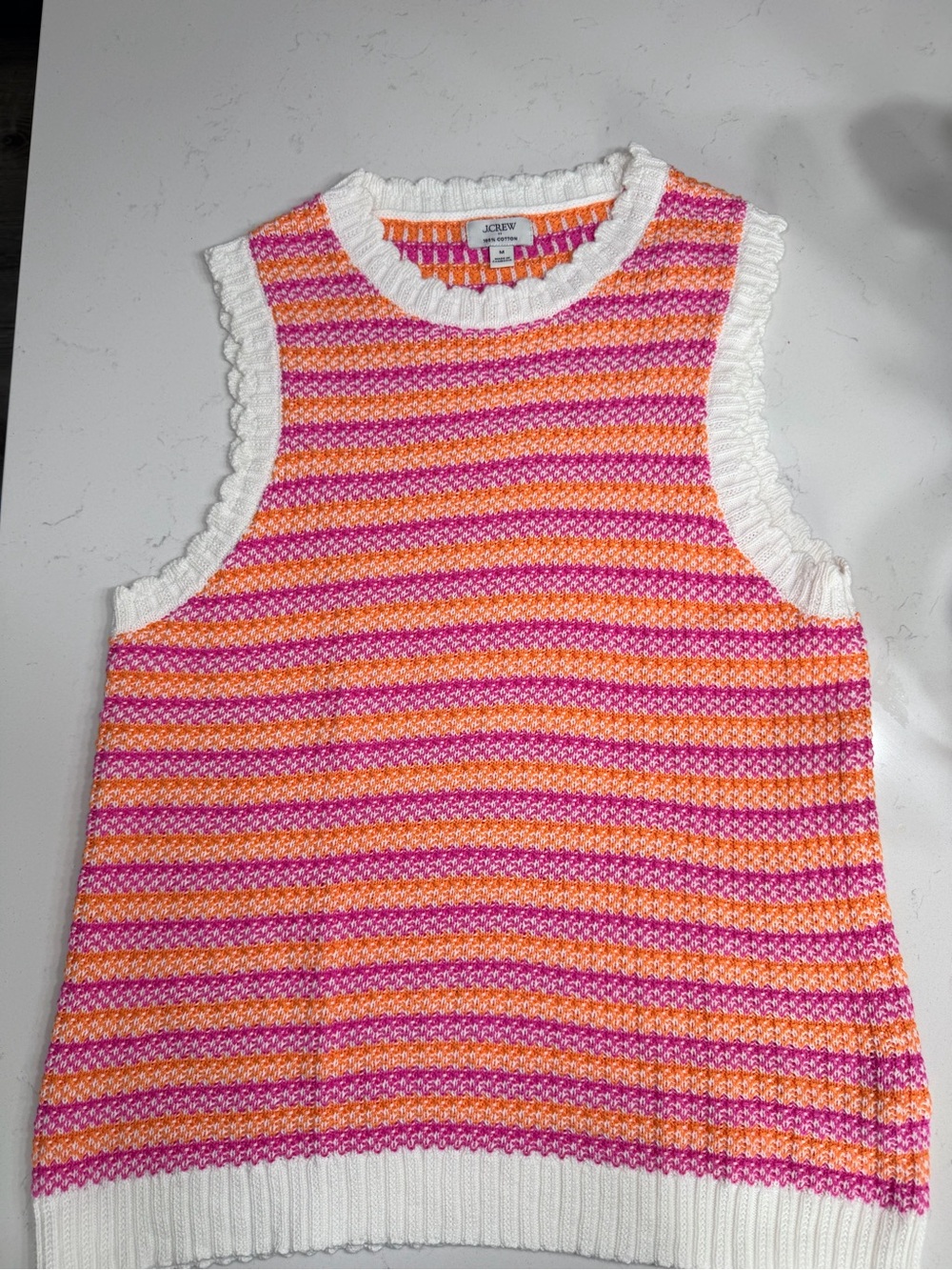 J. Crew Girls Pink, Orange & White Striped Knit Tank
